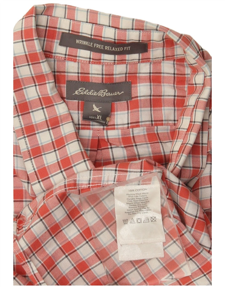 Camisa masculina Eddie Bauer com ajuste relaxado XL vermelho xadrez algodão