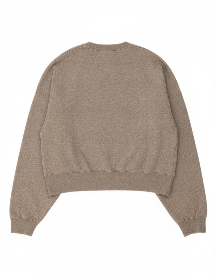 NIKE Womens Oversized Crop Sweatshirt Jumper UK 16 Grande Cinza Algodão