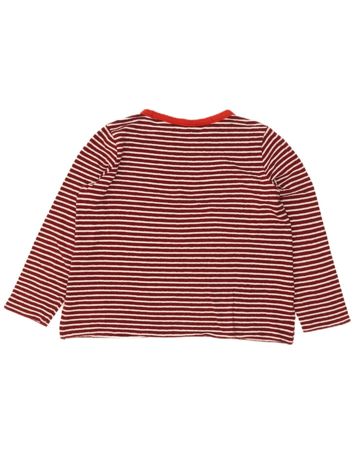 Top feminino Marks & Spencer manga comprida Reino Unido 16 grande algodão listrado vermelho