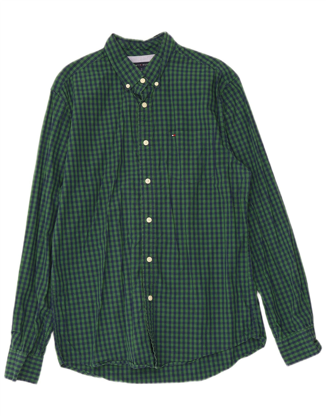 Camisa masculina TOMMY HILFIGER algodão xadrez verde médio