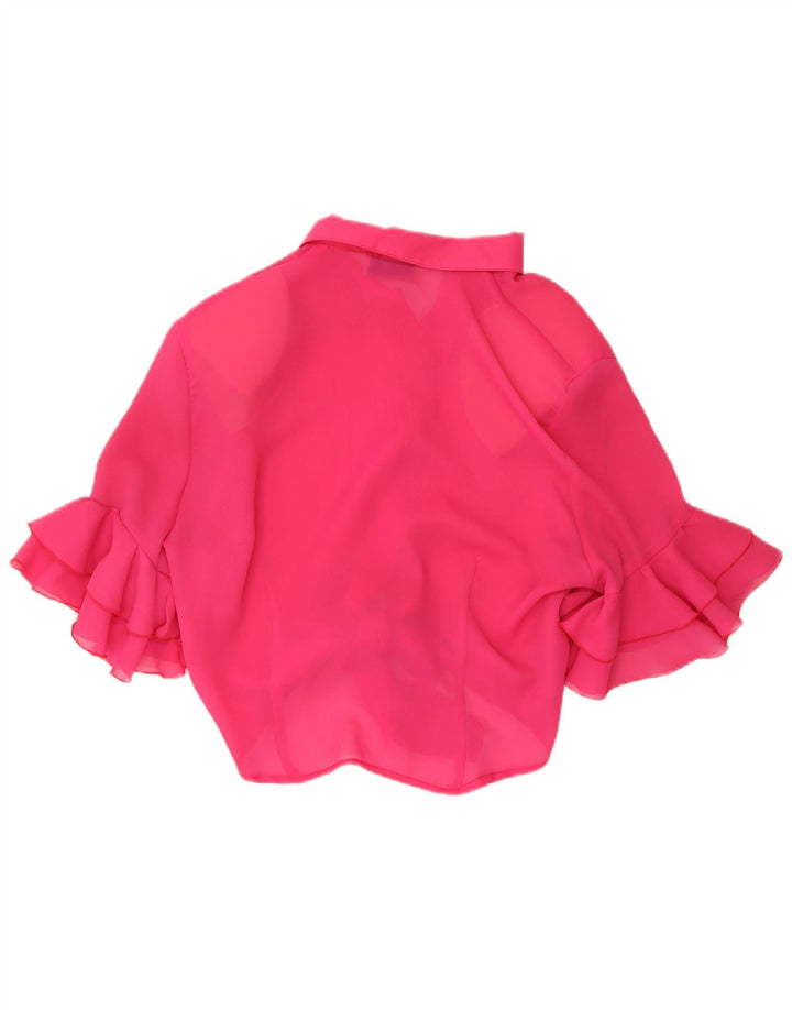 Blusa feminina de manga curta ACCORDO Reino Unido 12 poliéster rosa médio