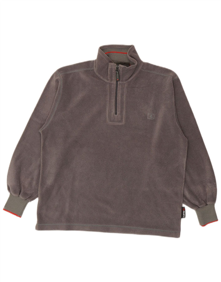 Suéter de lã masculino Invicta Polartec com zíper e gola grande cinza