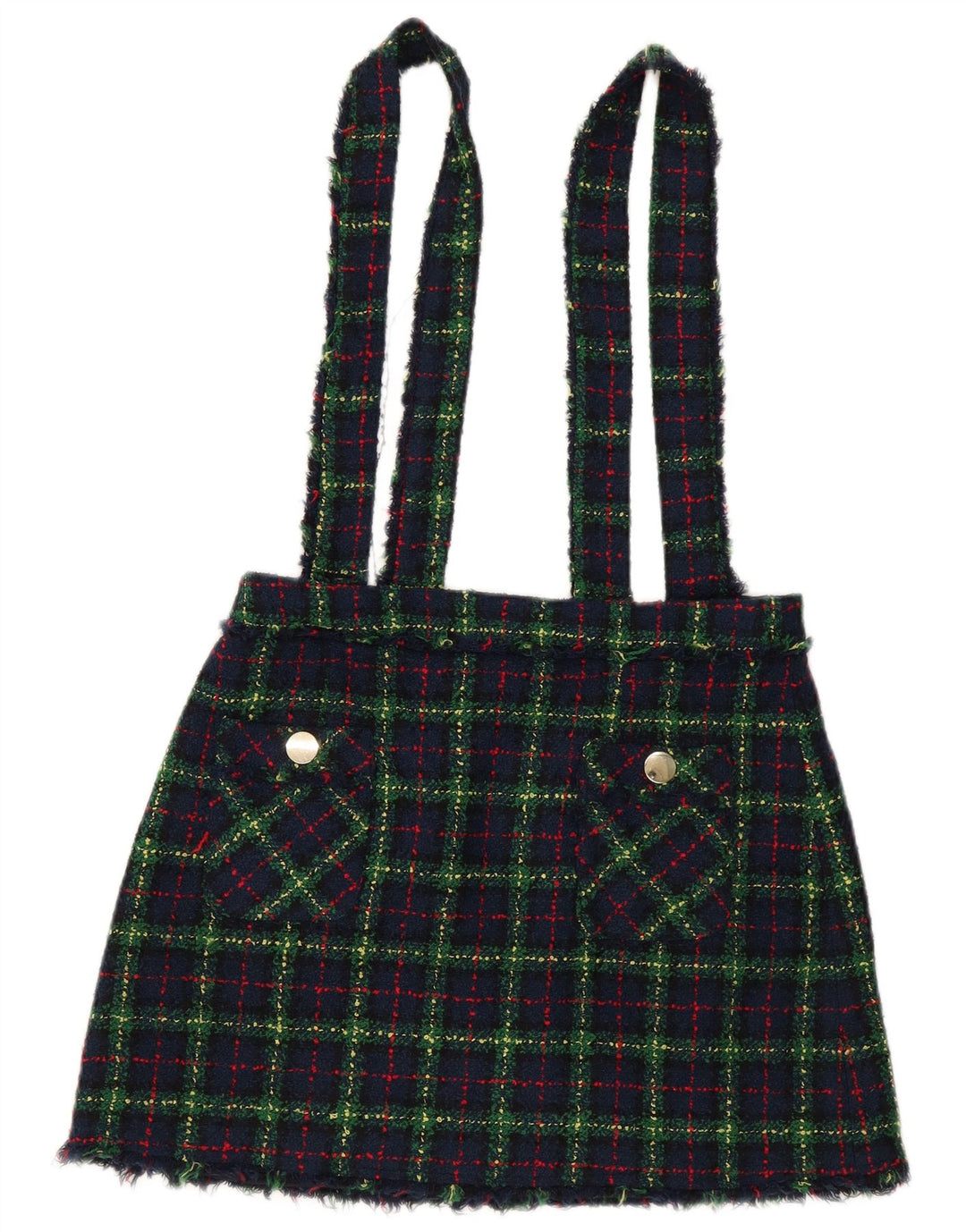 Zara Macacão feminino saia grande W34 xadrez azul marinho