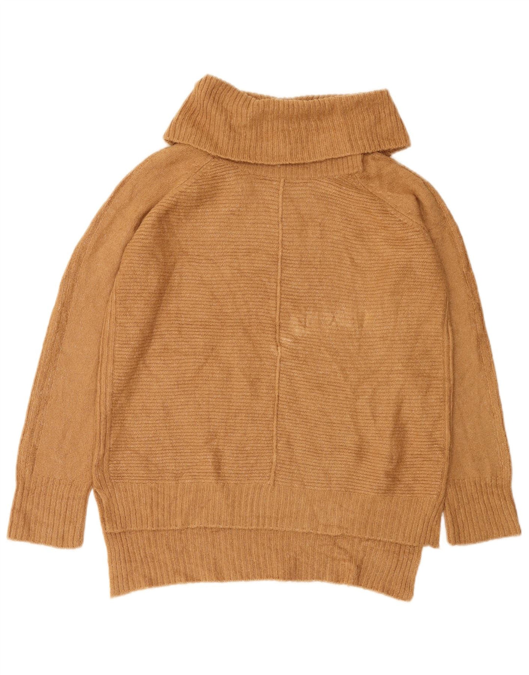 Suéter feminino Oasis com gola alta e gola alta Reino Unido 10 pequeno acrílico bege