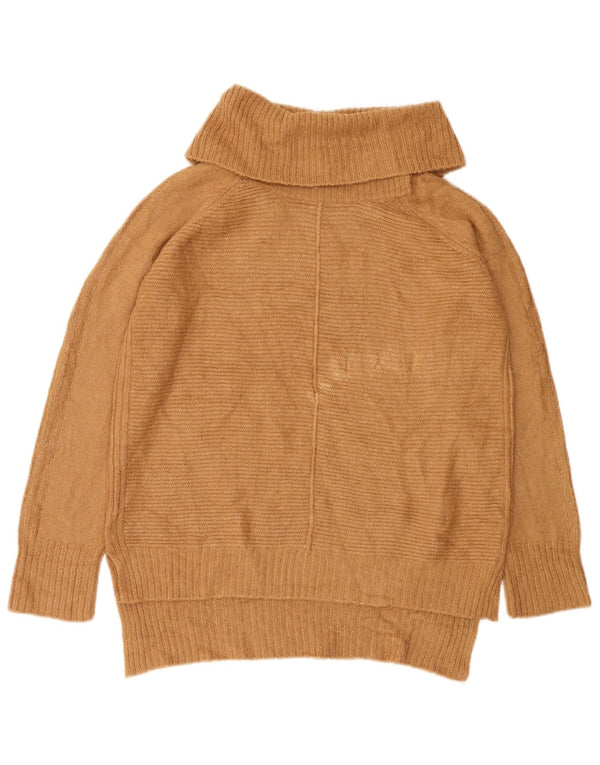 Suéter feminino Oasis com gola alta e gola alta Reino Unido 10 pequeno acrílico bege