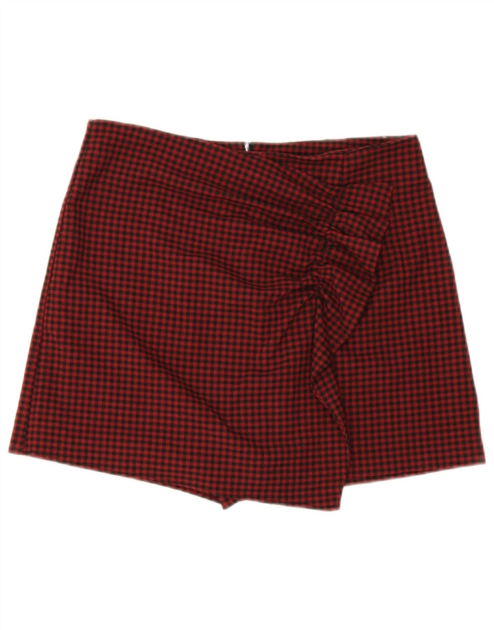 Zara Shorts feminino casual grande W30 L3 vermelho guingão