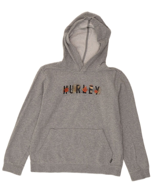Suéter com capuz gráfico feminino Hurley UK 14 grande algodão cinza