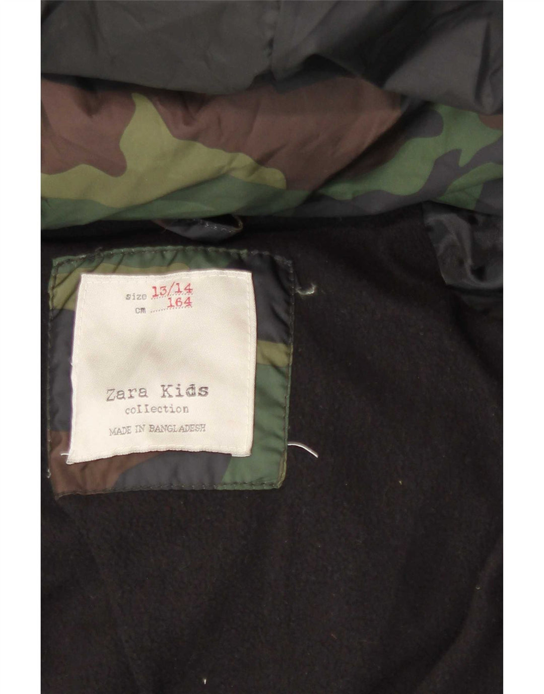Jaqueta acolchoada com capuz Zara Boys 13-14 anos camuflagem multicolorida