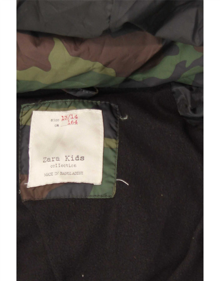 Jaqueta acolchoada com capuz Zara Boys 13-14 anos camuflagem multicolorida