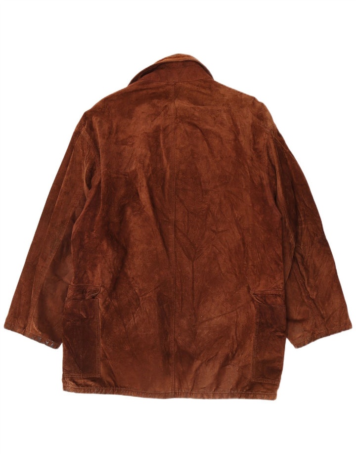 Sobretudo de camurça vintage feminino UK 18 XL marrom