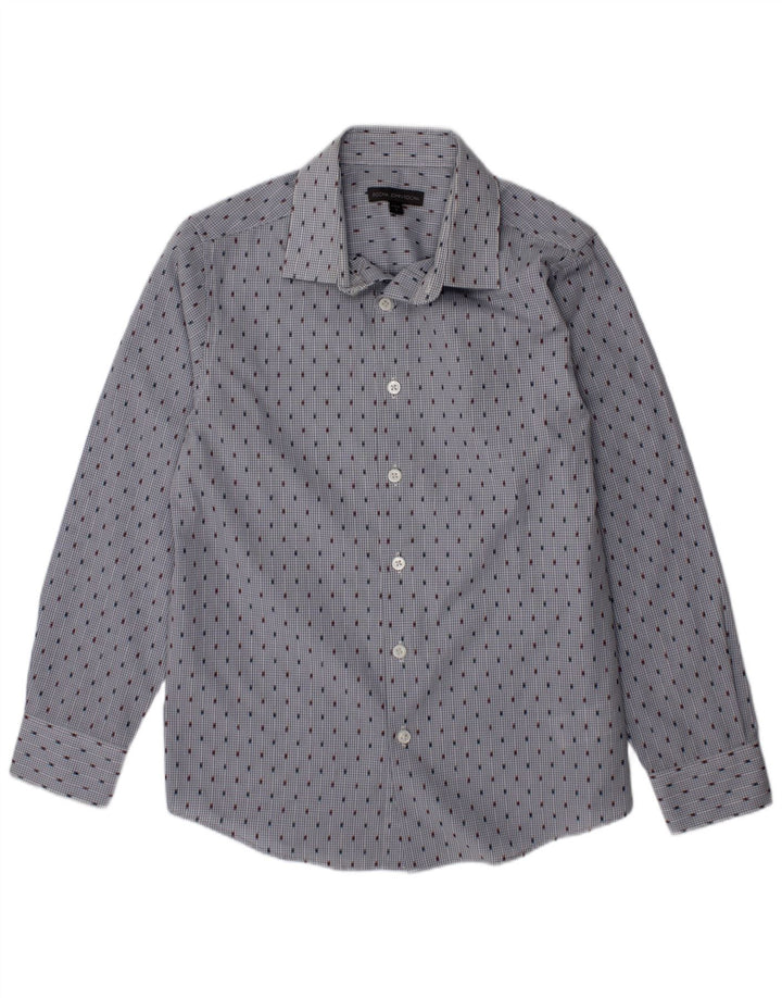Camisa masculina John Rocha 8-9 anos algodão manchado azul