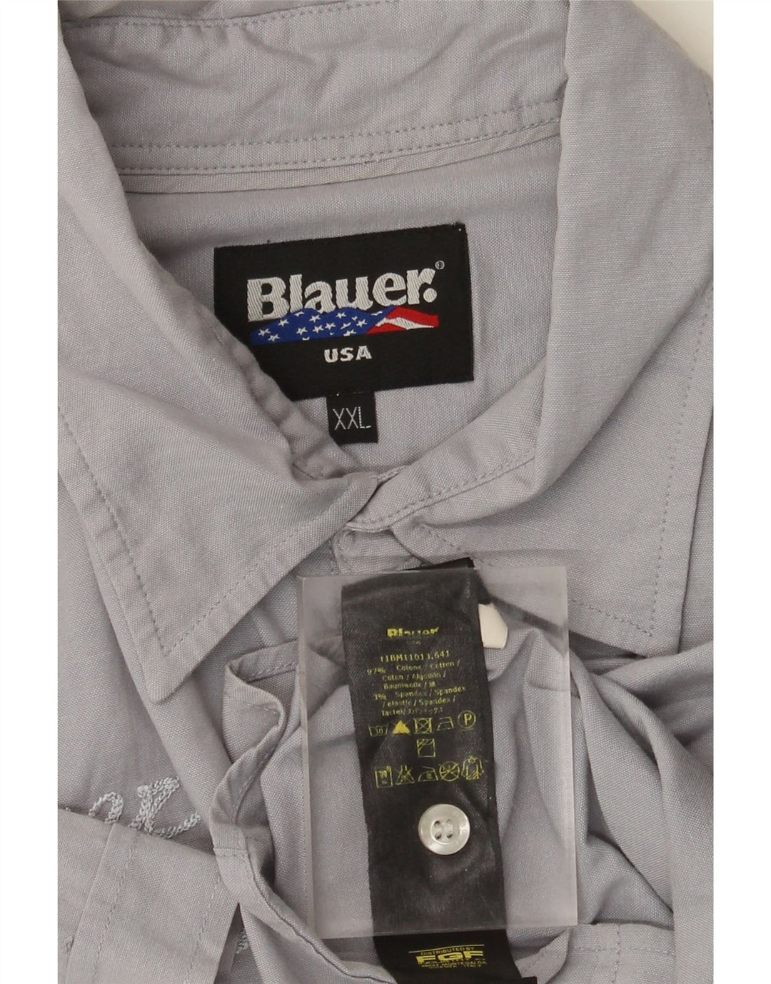 Camisa masculina Blauer de manga curta gráfica 2XL algodão cinza