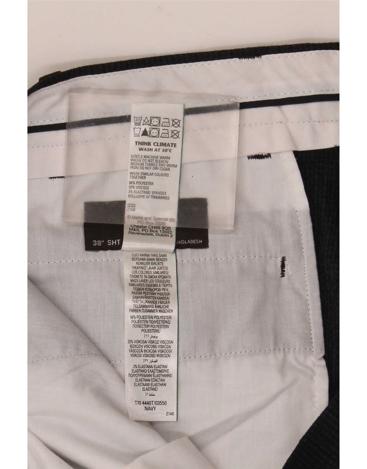 Calça casual reta masculina Marks & Spencer W38 L29 poliéster azul marinho
