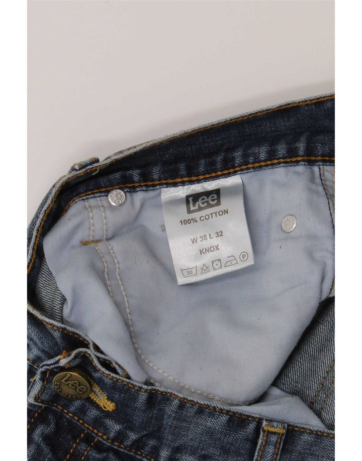 Lee Mens Knox Distressed Straight Jeans W38 L32 Azul Algodão