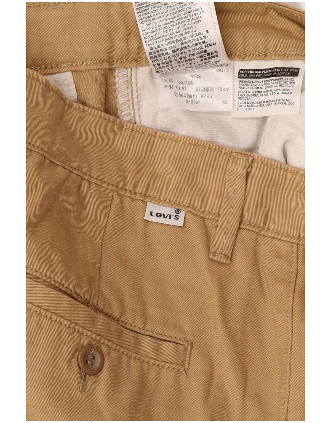Calça feminina de terno reto LEVI'S W28 L28 algodão bege