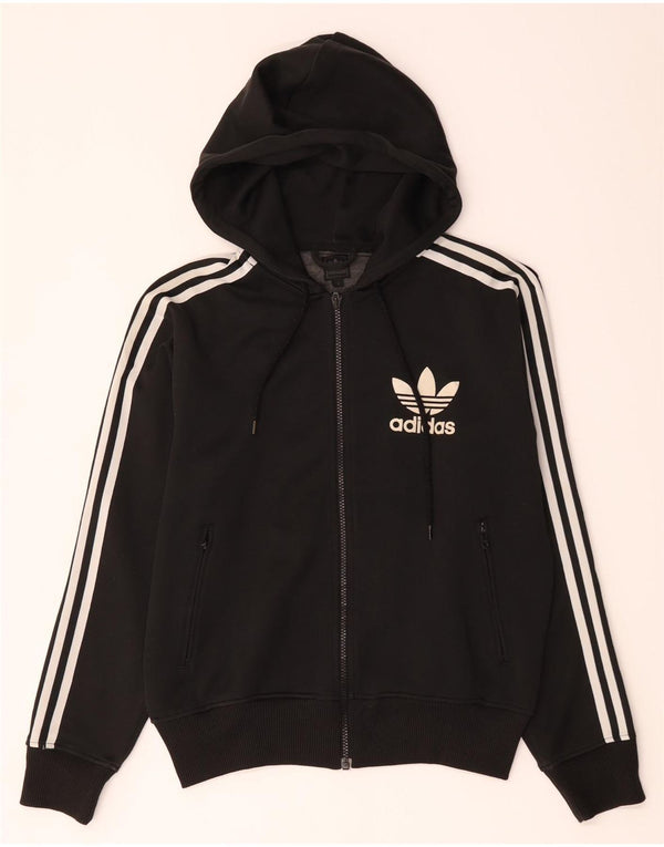 Suéter adidas feminino com capuz e zíper Reino Unido 16 grande poliéster preto