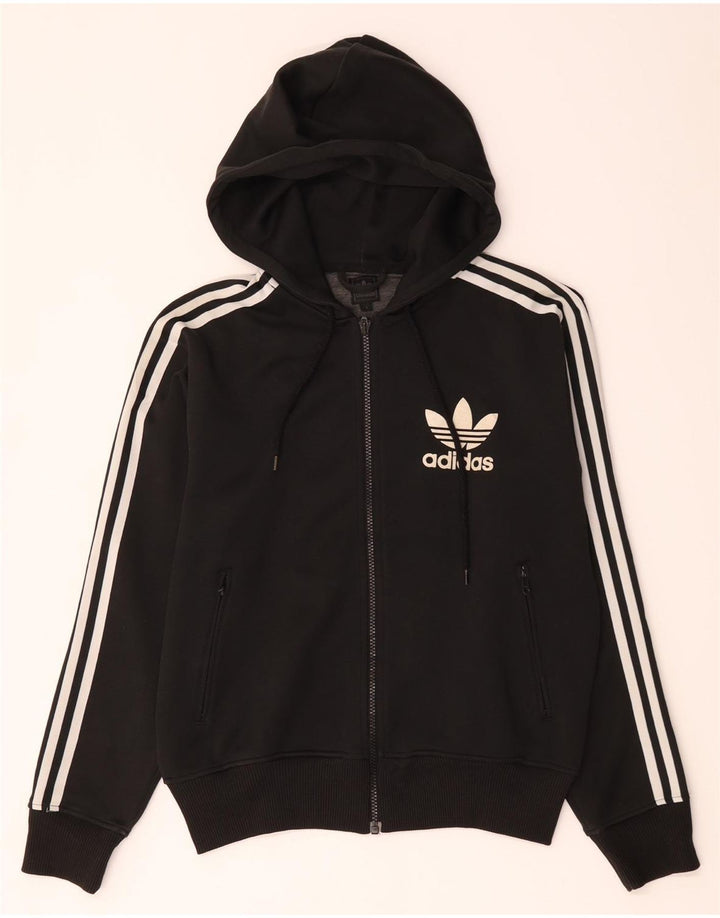 Suéter adidas feminino com capuz e zíper Reino Unido 16 grande poliéster preto