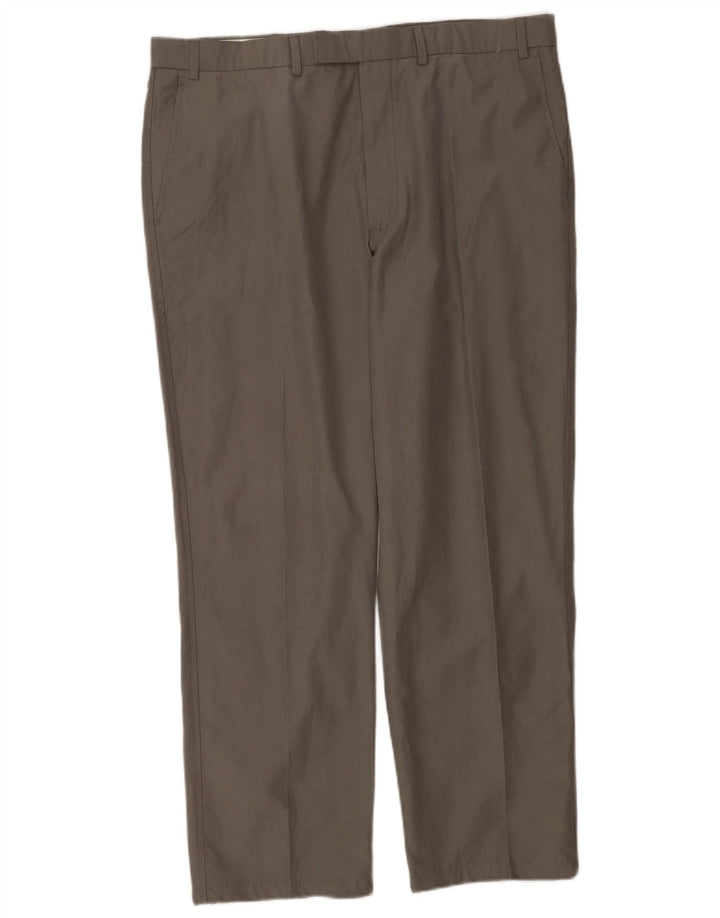 Calça masculina de terno reto Marks & Spencer W38 L29 algodão cinza