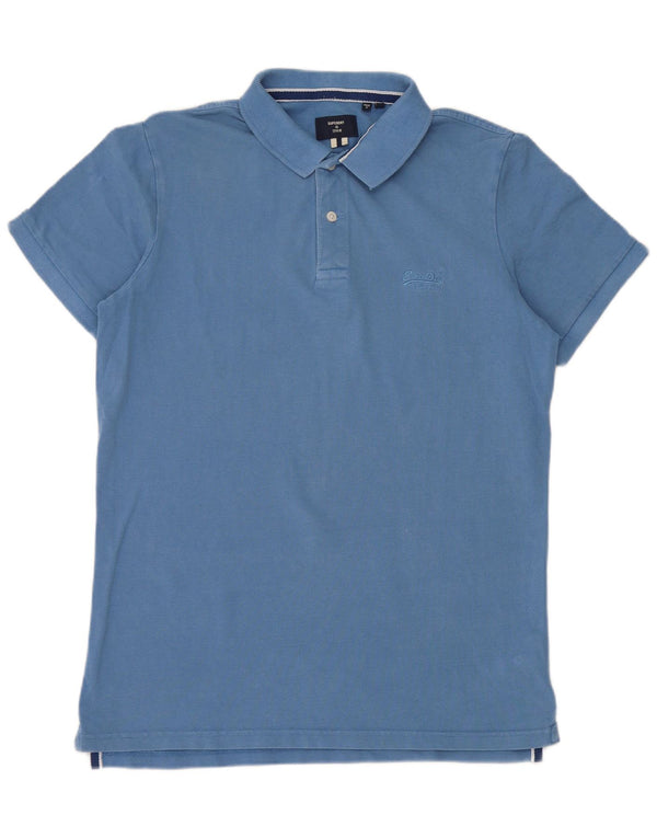 Camisa polo masculina Superdry grande algodão azul