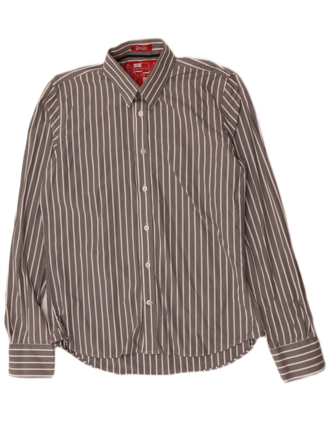 Camisa masculina Superdry 2XL algodão listrado cinza