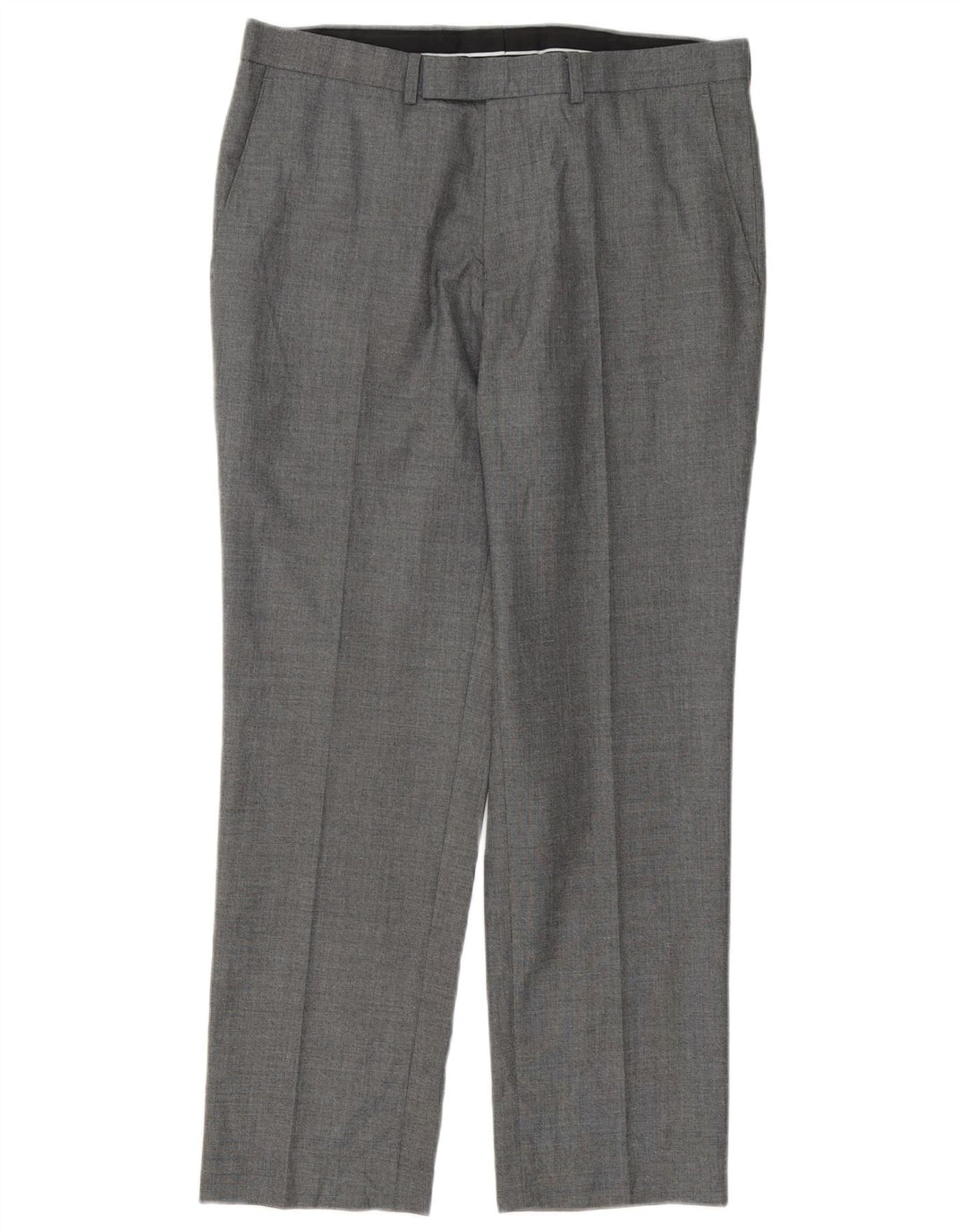 Calça masculina de terno reto Marks & Spencer W34 L29 poliéster cinza