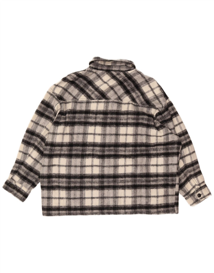 Camisa feminina oversized de flanela ZARA UK 16 grande xadrez preta