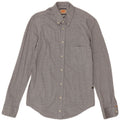 Camisa masculina Hugo Boss pequena algodão manchado azul