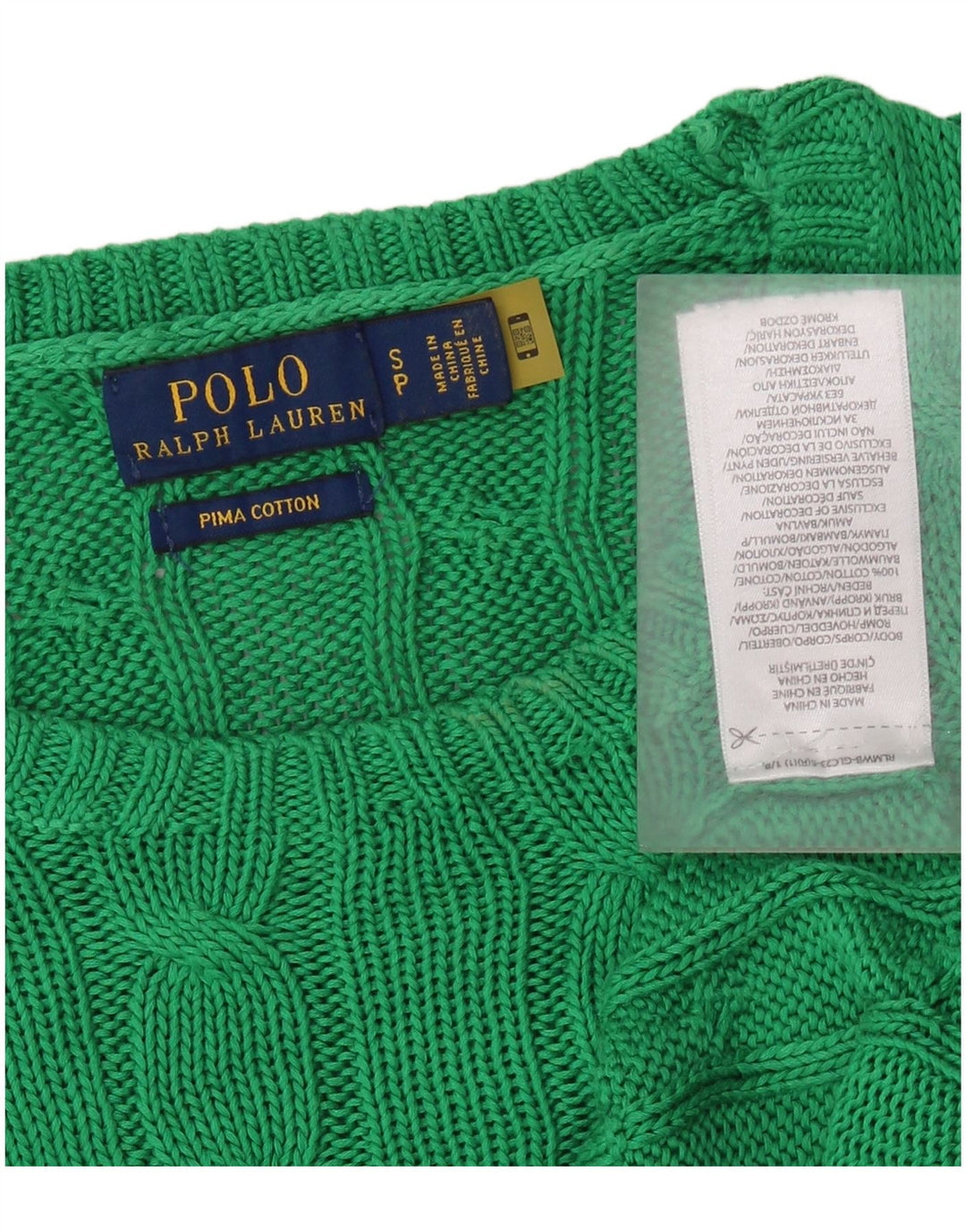 Suéter feminino POLO RALPH LAUREN com gola redonda, 10 algodão verde pequeno