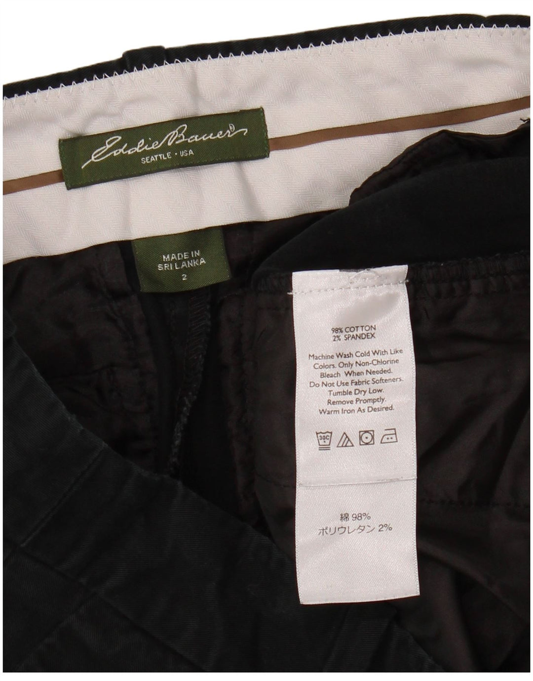 EDDIE BAUER Bermuda feminina US 2 XS W28 algodão preto