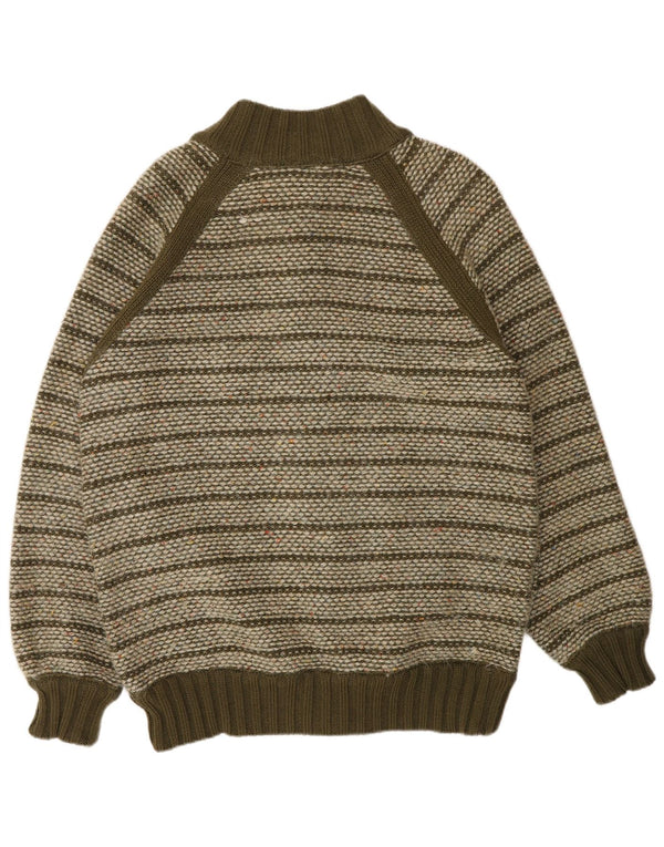 Suéter cardigã masculino Missoni de lã listrada cáqui médio