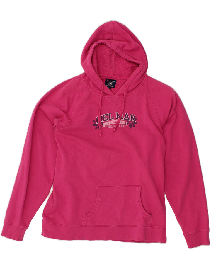 CHAMPION Womens Graphic Hoodie Jumper UK 20 2XL Pink Cotton Vintage Champion and Second-Hand Champion from Messina Hembry 