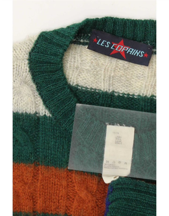 Suéter masculino Les Copains com gola redonda XL de lã listrada multicolorida