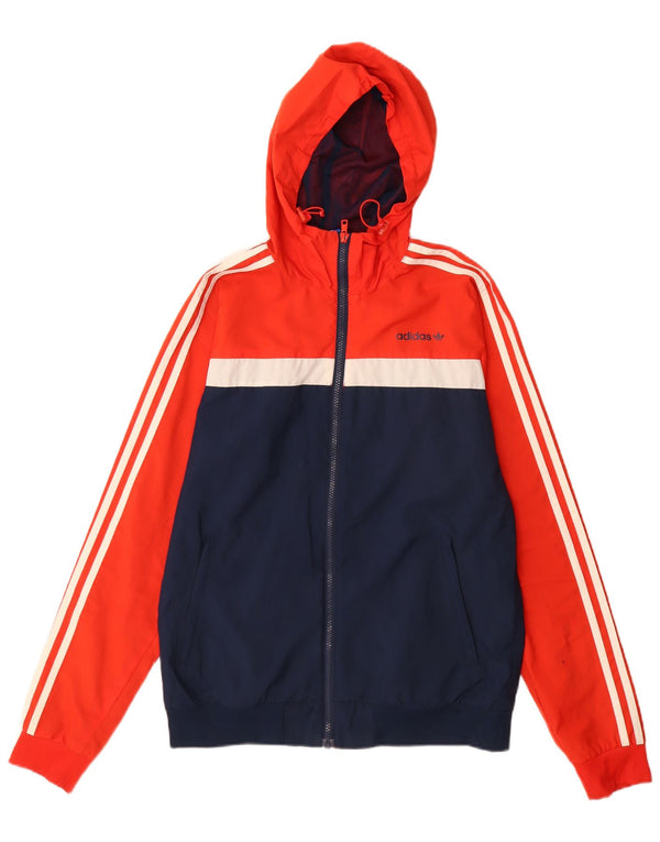 ADIDAS Mens Hooded Rain Jacket UK 36 Pequeno Vermelho Colourblock Poliéster