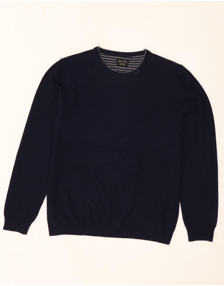Suéter masculino MASSIMO DUTTI com gola redonda, grande lã azul marinho