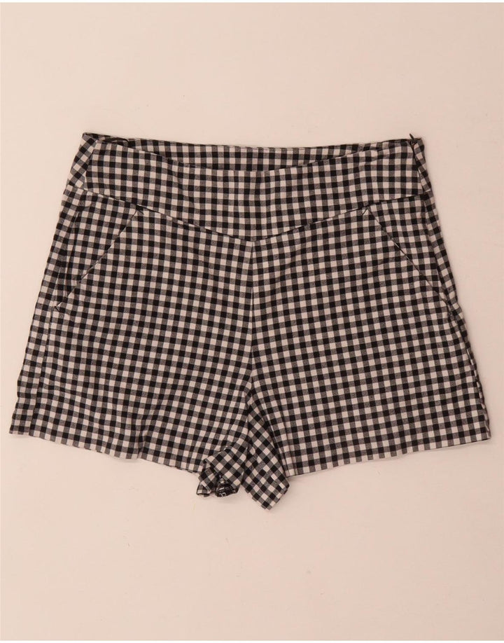 Zara Womens Trafaluc Hot Pants Médio W28 Preto Gingham Algodão