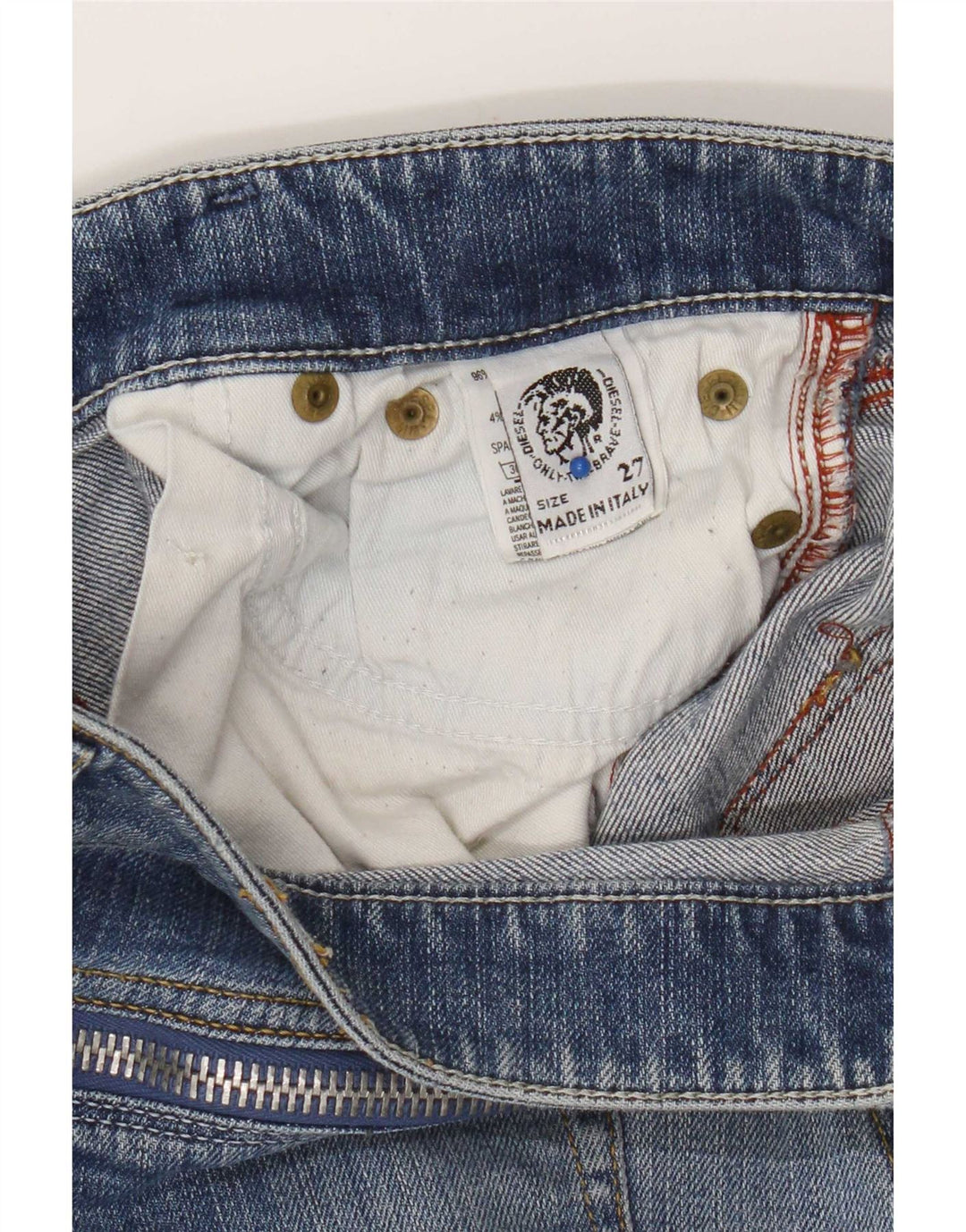 Diesel feminino jeans slim desgastado W27 L31 algodão azul