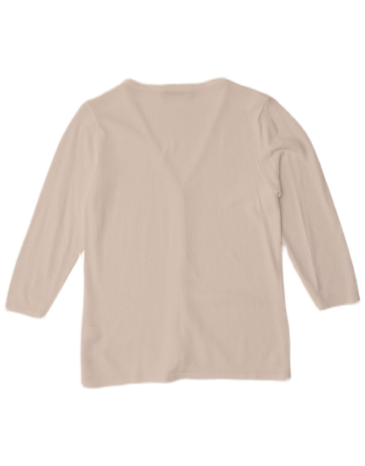 Suéter cardigã feminino Marks & Spencer manga 3/4 Reino Unido 10 pequeno branco