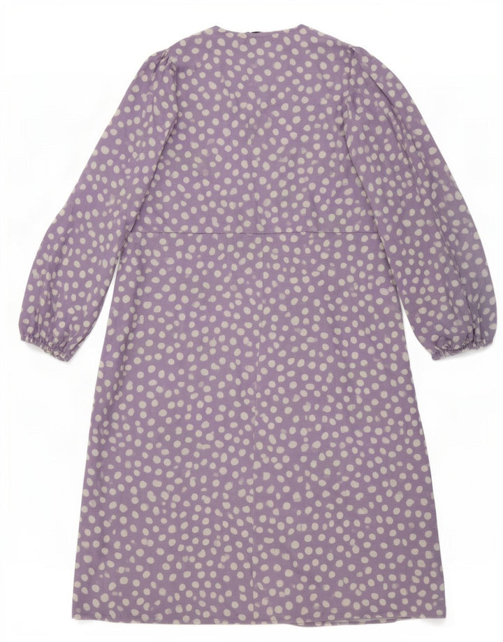 Zara Vestido maxi feminino oversized com babados na frente Reino Unido 10 pequeno roxo manchado