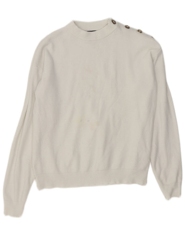 Suéter feminino Marks & Spencer com gola redonda e viscose branca pequena Reino Unido 10