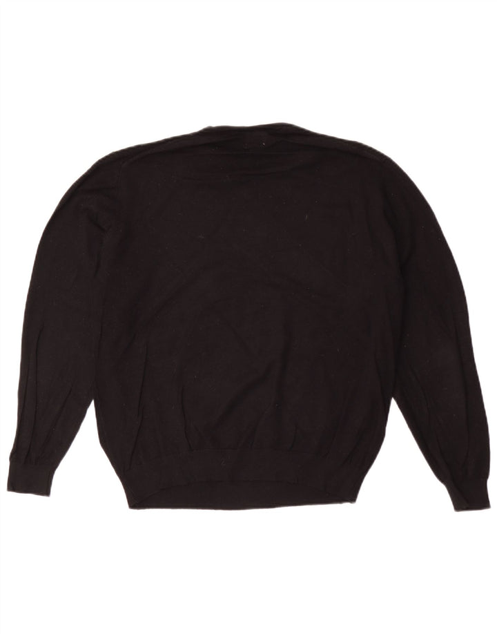 Zara Suéter masculino com decote em V médio preto