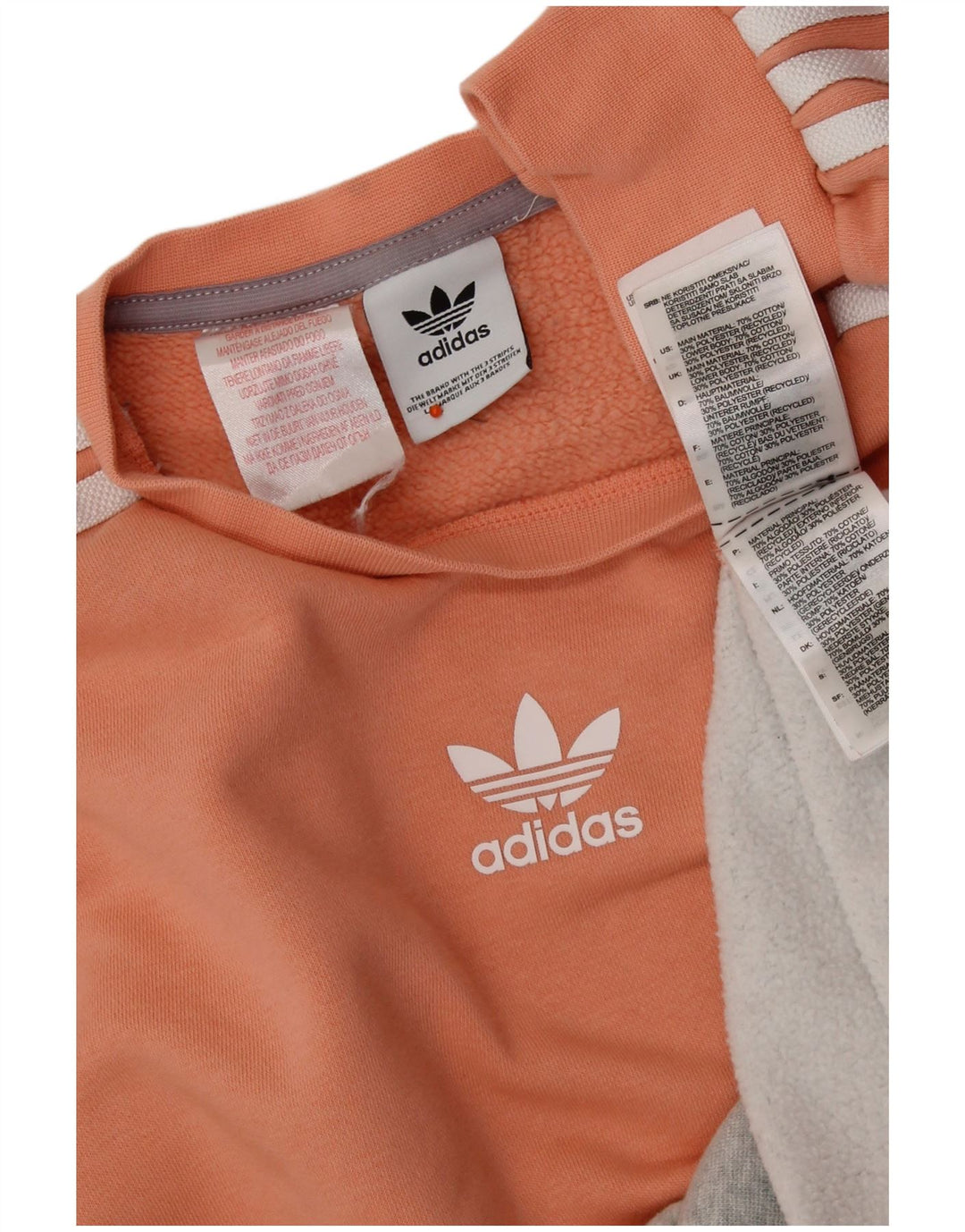 ADIDAS Womens Sweatshirt Jumper UK 12 Médio Laranja Colourblock Algodão