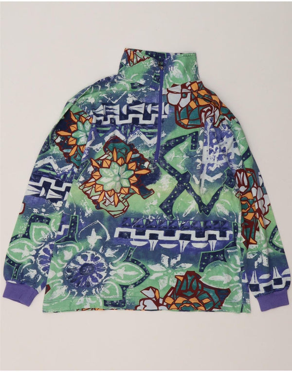 Maser M moletom feminino com gola com zíper UK 16 grande floral multicolorido