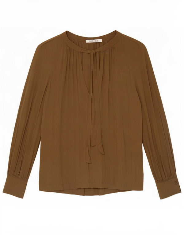 Zara blusa feminina oversized top UK 10 pequena viscose verde