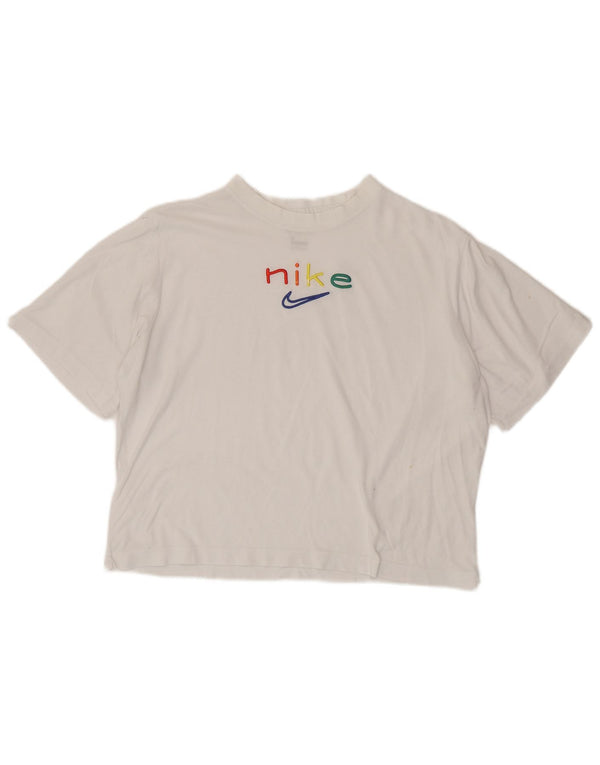 Camiseta Nike Feminina Dri Fit Oversized Graphic Top UK 10 Pequena Branca