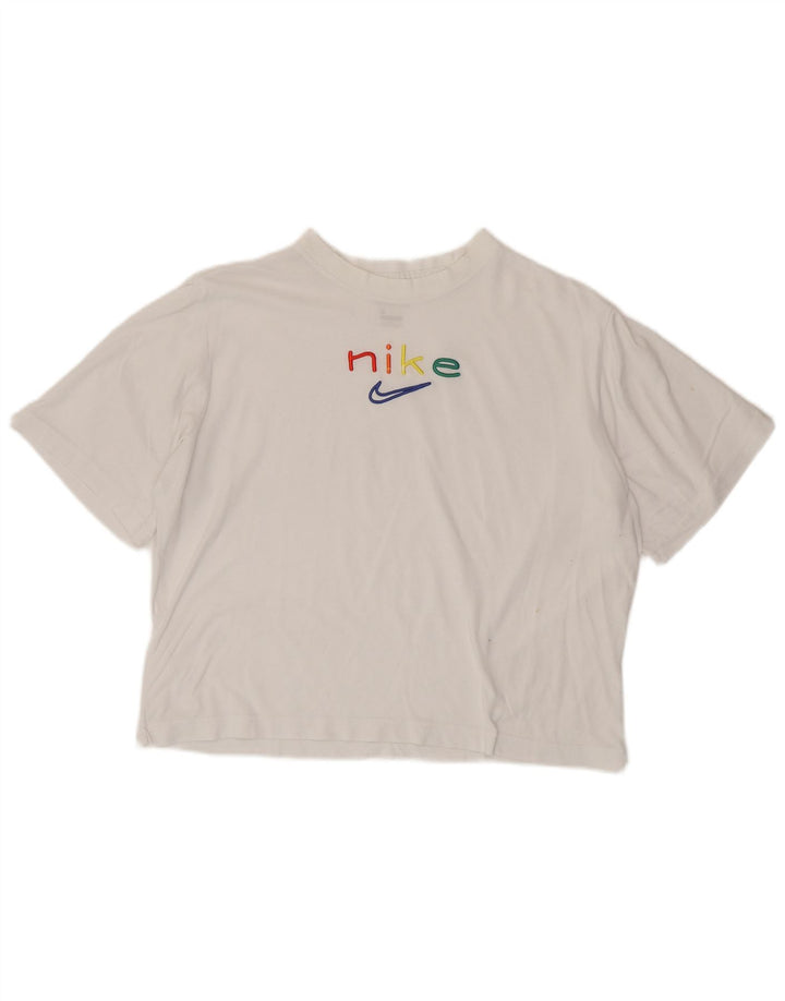 Camiseta Nike Feminina Dri Fit Oversized Graphic Top UK 10 Pequena Branca