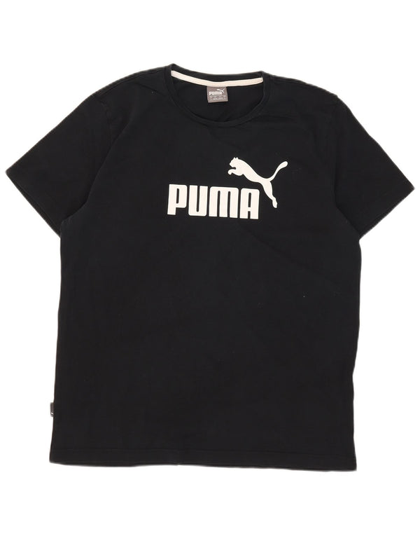 Puma Mens Graphic T-Shirt Top Grande Algodão Preto