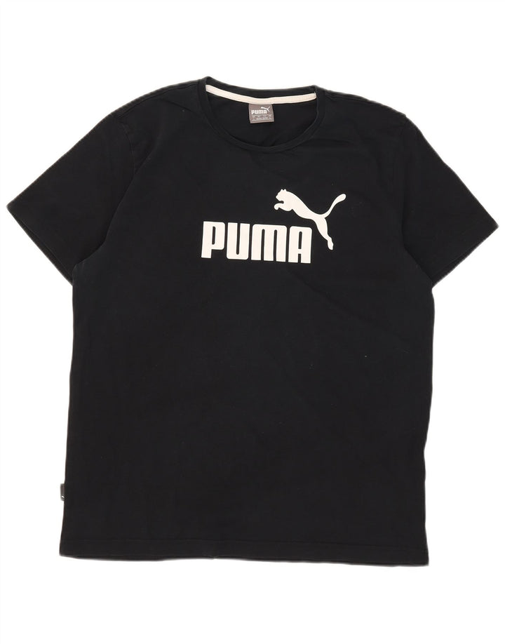 Puma Mens Graphic T-Shirt Top Grande Algodão Preto