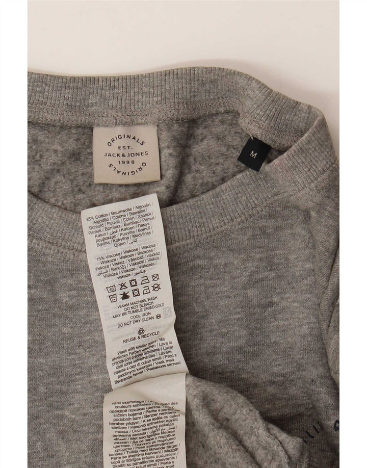 Jack & Jones moletom masculino jumper médio cinza algodão manchado