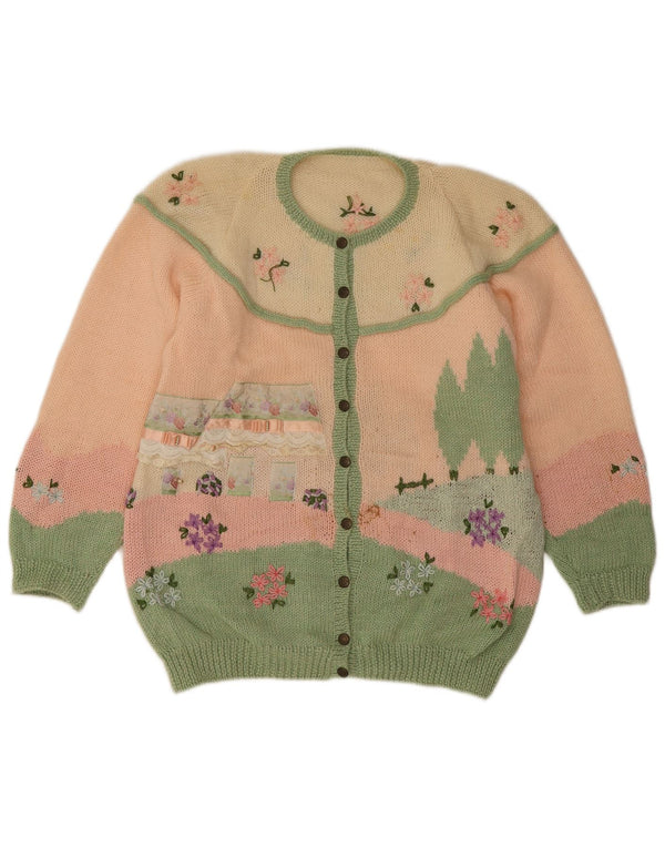 Suéter cardigã feminino vintage UK 18 XL multicolorido Colourblock novidade