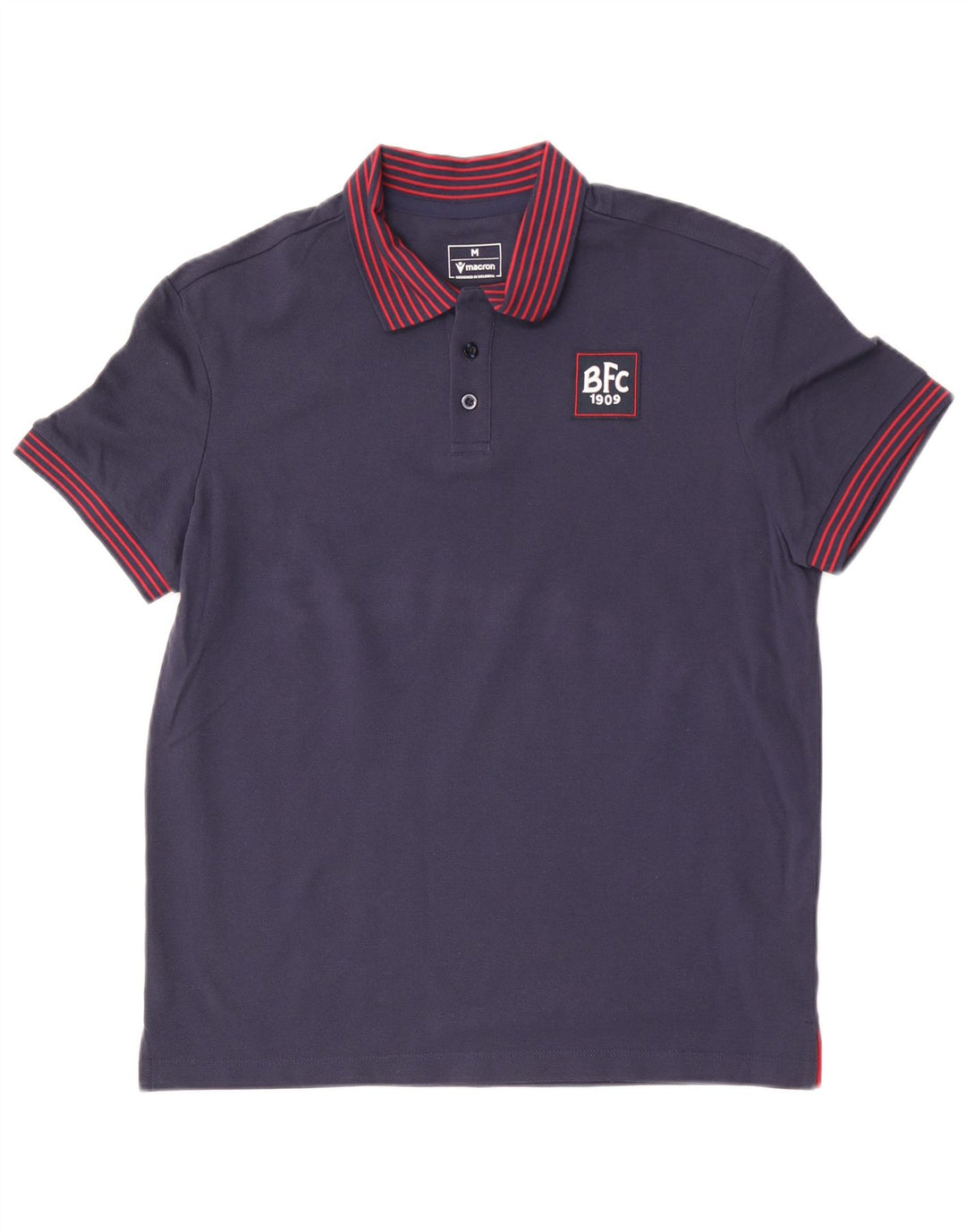 Camisa polo masculina Macron médio algodão listrado azul marinho